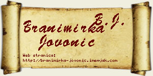 Branimirka Jovonić vizit kartica
